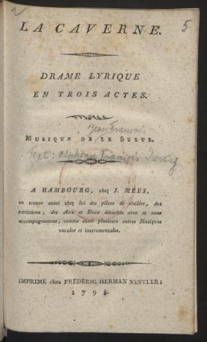 La Caverne; Drame Lyrique En Trois Actes