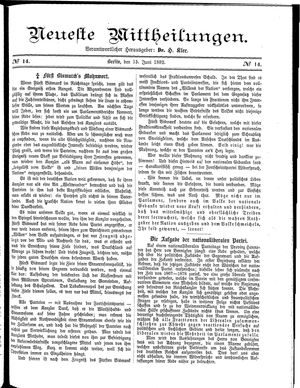 Neueste Mittheilungen vom 15.06.1882