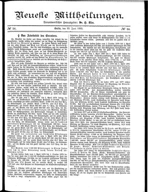 Neueste Mittheilungen vom 22.06.1882