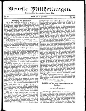 Neueste Mittheilungen vom 13.07.1882