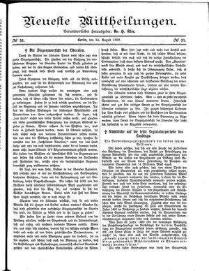 Neueste Mittheilungen vom 14.08.1882