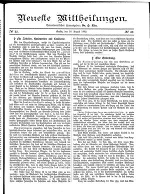 Neueste Mittheilungen vom 16.08.1882