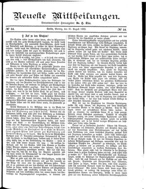 Neueste Mittheilungen vom 21.08.1882