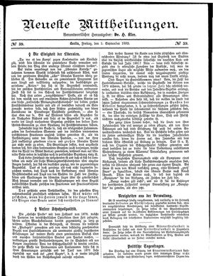 Neueste Mittheilungen vom 01.09.1882