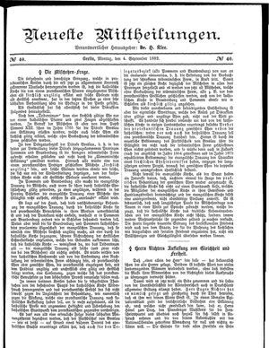 Neueste Mittheilungen vom 04.09.1882