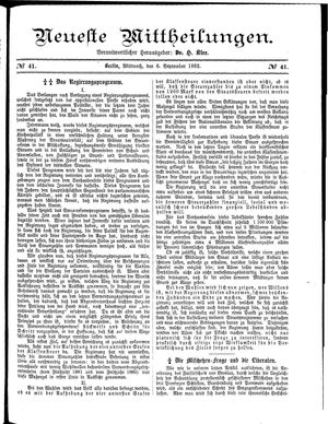 Neueste Mittheilungen vom 06.09.1882