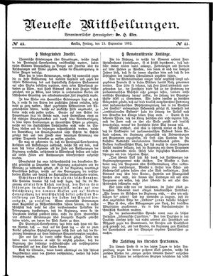 Neueste Mittheilungen vom 15.09.1882