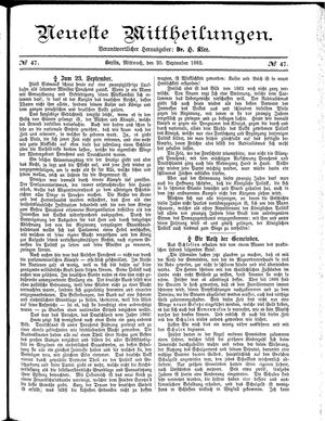 Neueste Mittheilungen vom 20.09.1882