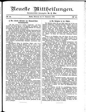 Neueste Mittheilungen vom 27.09.1882