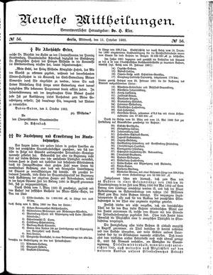 Neueste Mittheilungen vom 11.10.1882