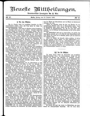 Neueste Mittheilungen vom 13.10.1882