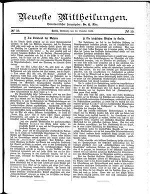 Neueste Mittheilungen vom 18.10.1882