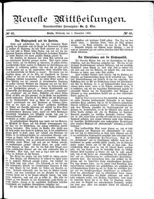 Neueste Mittheilungen vom 01.11.1882