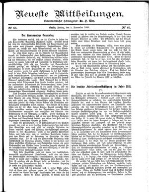 Neueste Mittheilungen vom 03.11.1882