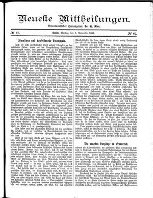 Neueste Mittheilungen vom 06.11.1882