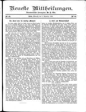 Neueste Mittheilungen vom 08.11.1882