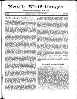 Neueste Mittheilungen vom 13.11.1882
