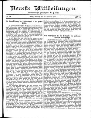 Neueste Mittheilungen vom 22.11.1882