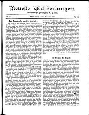 Neueste Mittheilungen on Nov 24, 1882