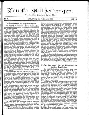 Neueste Mittheilungen vom 27.11.1882