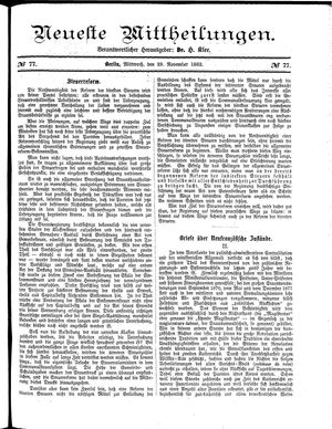 Neueste Mittheilungen vom 29.11.1882