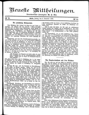 Neueste Mittheilungen vom 08.12.1882