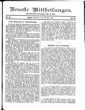 Neueste Mittheilungen vom 20.12.1882