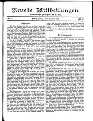 Neueste Mittheilungen vom 22.12.1882