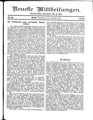 Neueste Mittheilungen vom 28.12.1882