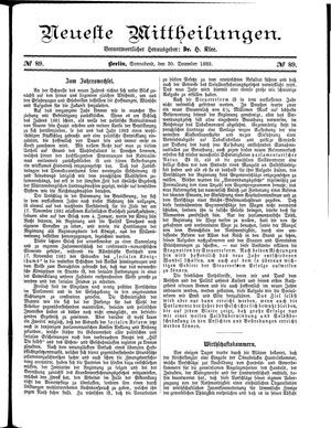 Neueste Mittheilungen vom 30.12.1882