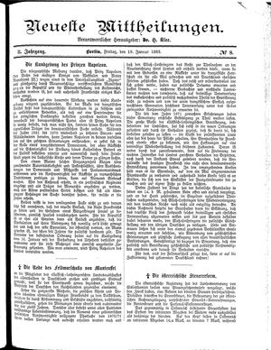 Neueste Mittheilungen vom 19.01.1883