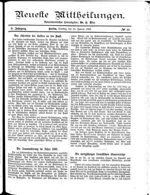 Neueste Mittheilungen vom 30.01.1883