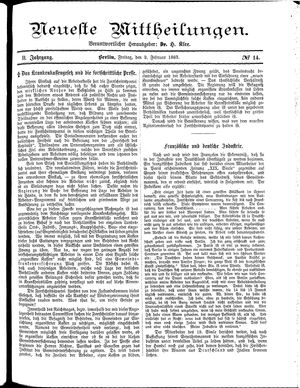 Neueste Mittheilungen vom 02.02.1883