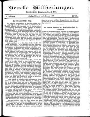 Neueste Mittheilungen vom 07.02.1883