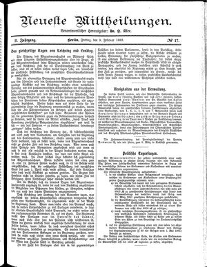 Neueste Mittheilungen vom 09.02.1883