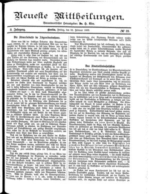 Neueste Mittheilungen vom 23.02.1883