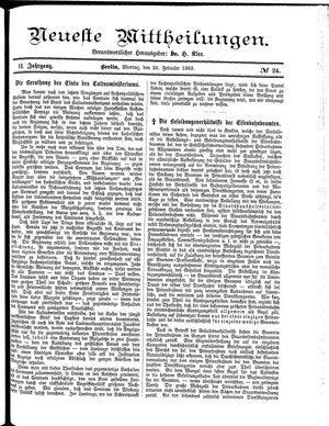 Neueste Mittheilungen vom 26.02.1883