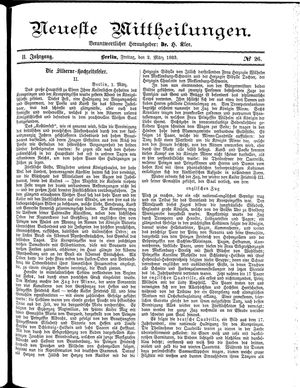 Neueste Mittheilungen vom 02.03.1883