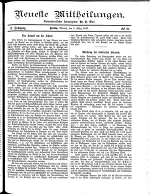 Neueste Mittheilungen vom 05.03.1883