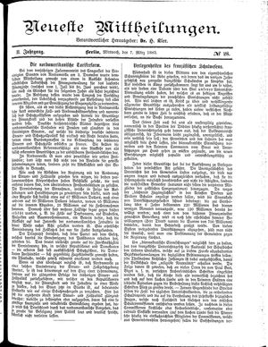 Neueste Mittheilungen vom 07.03.1883