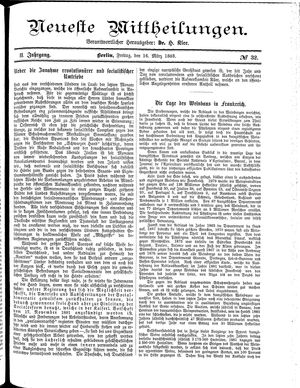 Neueste Mittheilungen vom 16.03.1883
