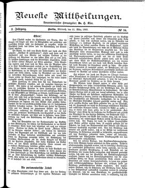 Neueste Mittheilungen vom 21.03.1883