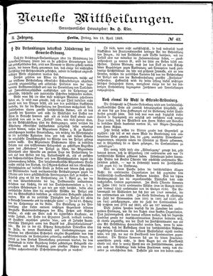 Neueste Mittheilungen vom 13.04.1883