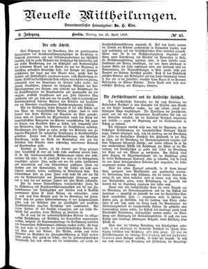 Neueste Mittheilungen vom 23.04.1883