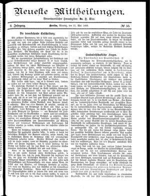 Neueste Mittheilungen vom 21.05.1883