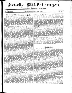 Neueste Mittheilungen vom 08.06.1883