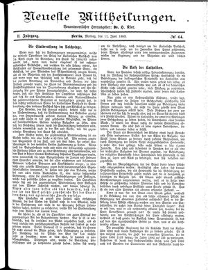 Neueste Mittheilungen vom 11.06.1883