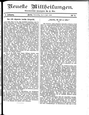 Neueste Mittheilungen vom 05.07.1883