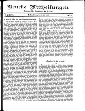 Neueste Mittheilungen vom 09.07.1883
