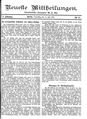 Neueste Mittheilungen vom 12.07.1883